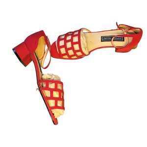 Vintage New‎ Strappy Cherry Red Birdcage Sandals Jennifer Moore 6.5